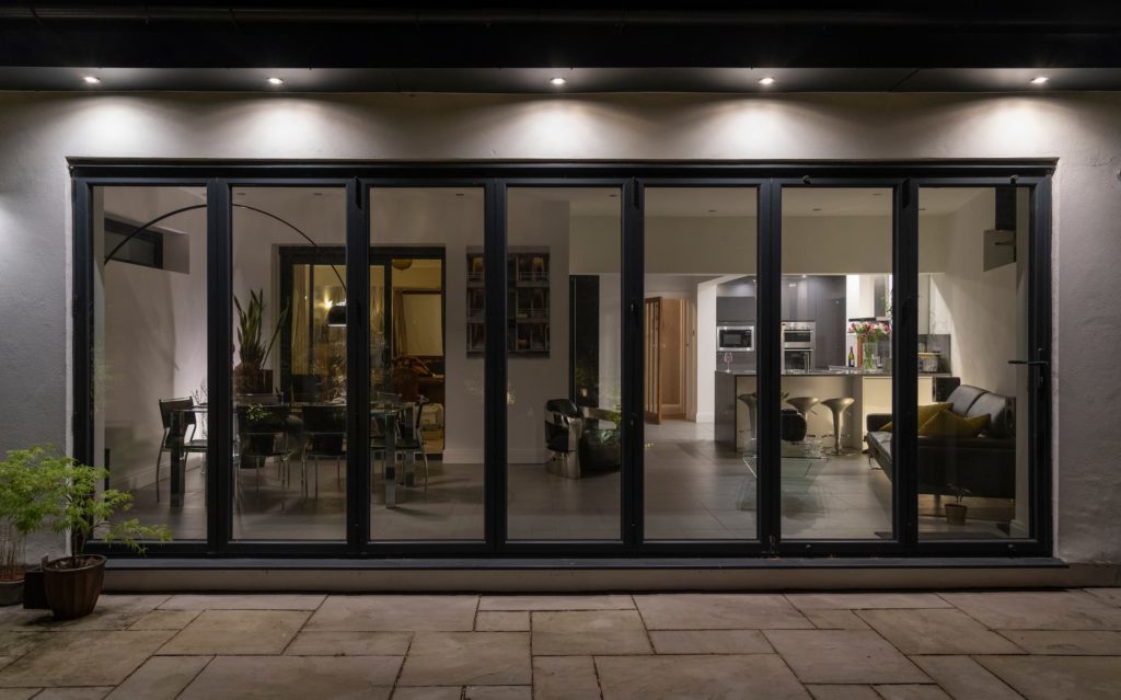 Black bifold doors for a home in Kent.